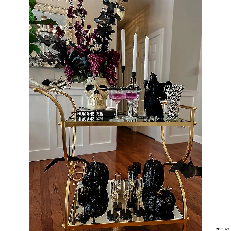 Vickerman 8" Black Pumpkins Assorted Set of 3.