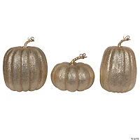 Vickerman 8" Champagne Pumpkins Assorted Set of 3.