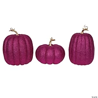 Vickerman 8" Pink Pumpkins Assorted Set of 3.