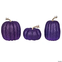 Vickerman 8" Purple Pumpkins Assorted Set of 3.