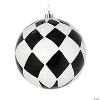 Vickerman Shatterproof 4.75" Black and White Diamond Glitter Ball Christmas Ornament, 4 per Box