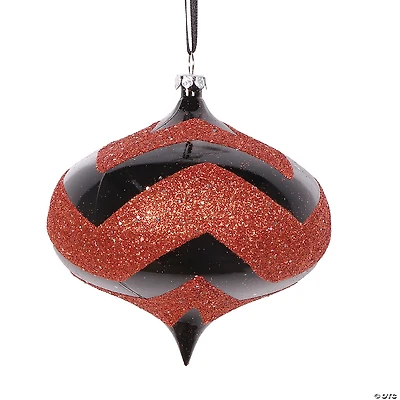 Vickerman Shatterproof 4" Black Orange Onion Christmas Ornament, 4 per bag