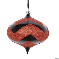 Vickerman Shatterproof 4" Black Orange Onion Christmas Ornament, 4 per bag