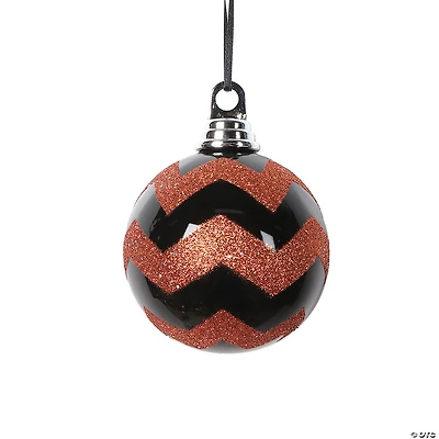 Vickerman Shatterproof 4" Black Orange Round Christmas Ornament