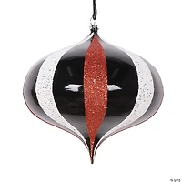 Vickerman Shatterproof 6.3" Black White Orange Onion Shaped Christmas Ornament, 4 per bag