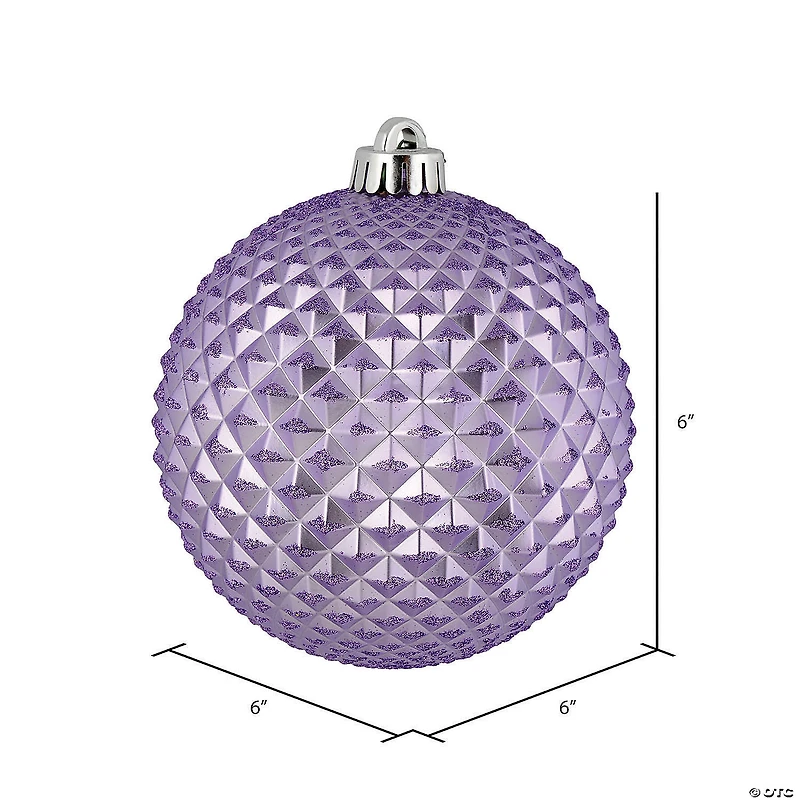 Vickerman Shatterproof 6" Lavender Durian Glitter Ball Christmas Ornaments, 4 per Box