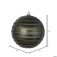 Vickerman Shatterproof 6" Pewter Candy Finish with Glitter Ball Christmas Ornaments, 3 per Bag