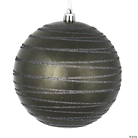 Vickerman Shatterproof 6" Pewter Candy Finish with Glitter Ball Christmas Ornaments, 3 per Bag