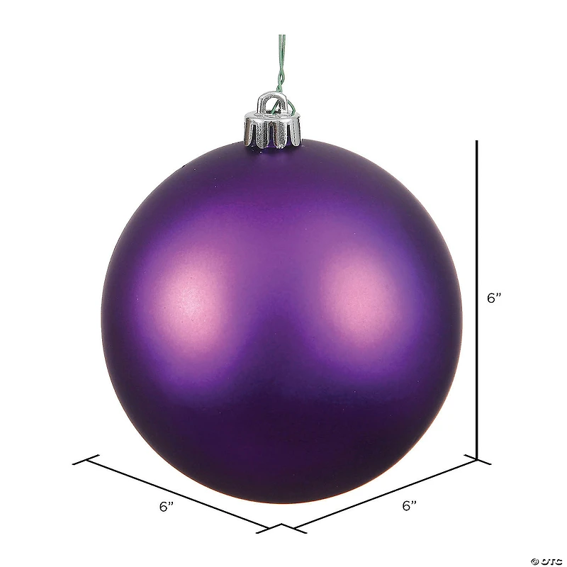 Vickerman Shatterproof 6" Plum Matte Ball Christmas Ornament, 4 per Bag