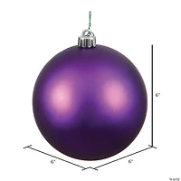 Vickerman Shatterproof 6" Plum Matte Ball Christmas Ornament, 4 per Bag