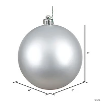 Vickerman Shatterproof 6" Silver Matte Ball Christmas Ornament, 4 per Box