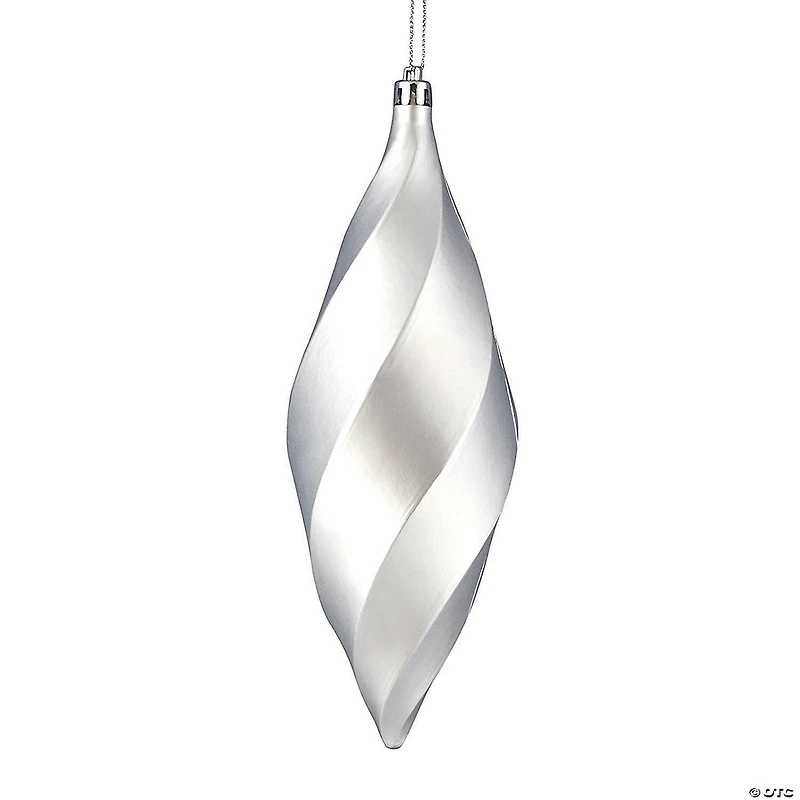 Vickerman Shatterproof 8" Silver Matte Swirl Finial Christmas Ornaments, 6 per Bag