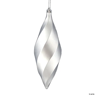 Vickerman Shatterproof 8" Silver Matte Swirl Finial Christmas Ornaments, 6 per Bag