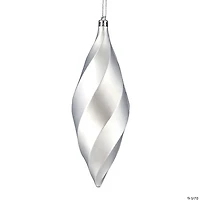 Vickerman Shatterproof 8" Silver Matte Swirl Finial Christmas Ornaments, 6 per Bag