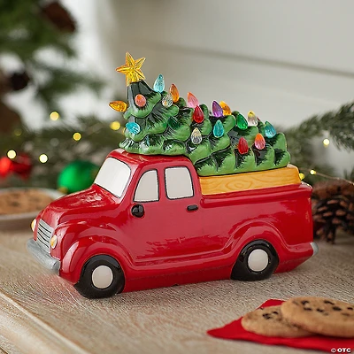 Vintage Truck with LED Christmas Tree Cookie Jar