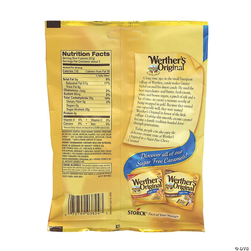 Werther's Original Chewy Caramels Sugar Free, 2.75 oz, 3 Pack