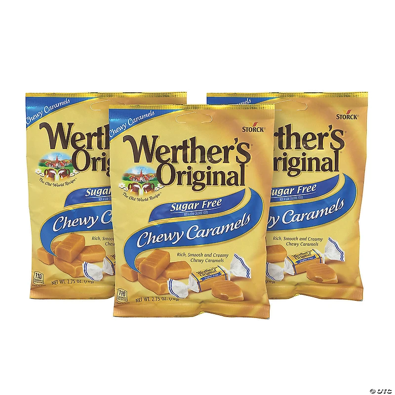 Werther's Original Chewy Caramels Sugar Free, 2.75 oz, 3 Pack