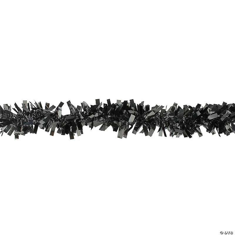 Wide Cut Black Halloween Tinsel Garland - 50 feet  Unlit