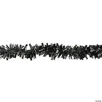 Wide Cut Black Halloween Tinsel Garland - 50 feet  Unlit