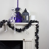 Wide Cut Black Halloween Tinsel Garland - 50 feet  Unlit