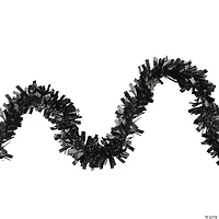 Wide Cut Black Halloween Tinsel Garland - 50 feet  Unlit