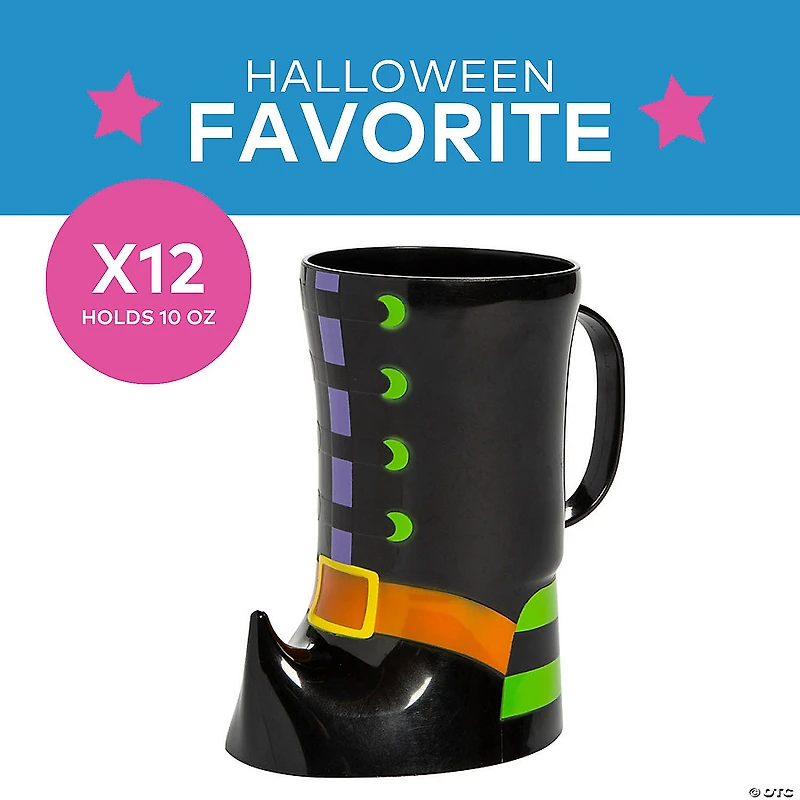 Witch Boot Plastic Mugs - 12 Pc.