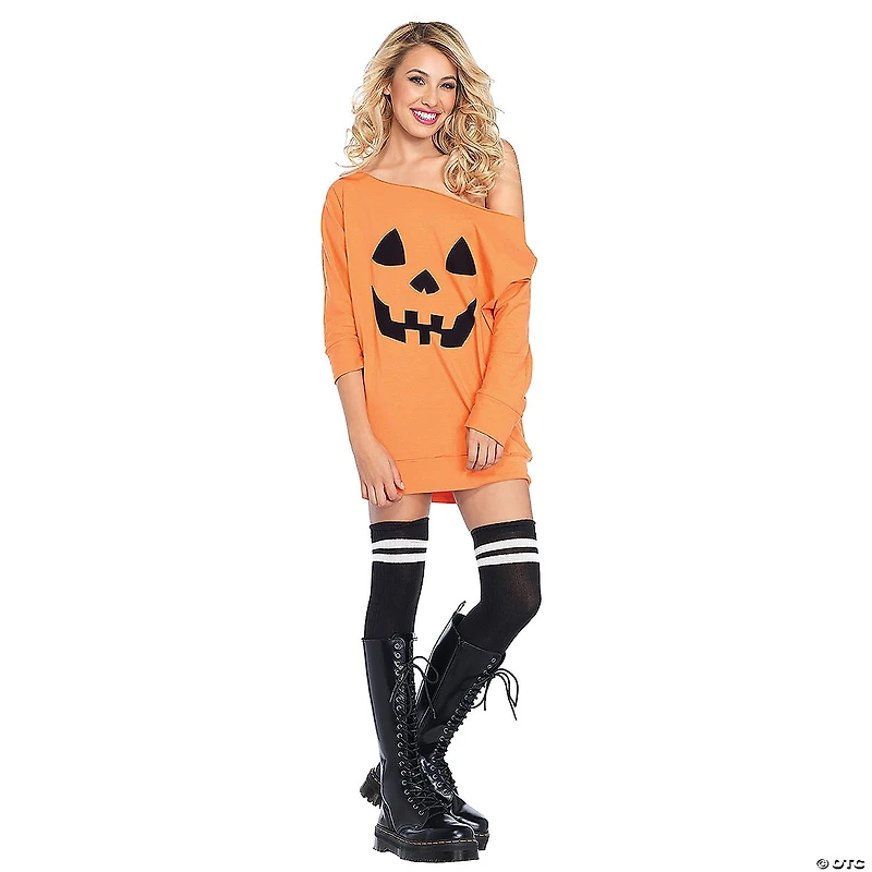 Women's Pumpkin Jersey Dress Costume