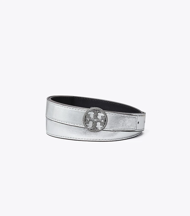 Tory Burch 1” Miller Taupe Croc-Embossed Leather Belt with Silver Logo Small Tory Burch | Accessories | Tory Burch Square Logo Belt  main image 4