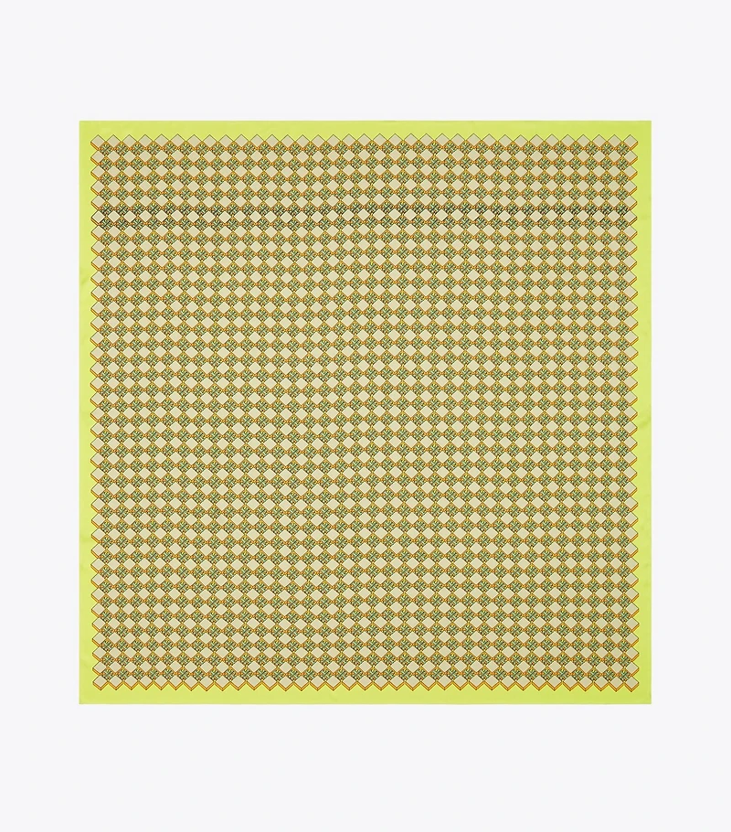 3D Checkered Logo Double-Sided Oversized Silk Square Scarf 