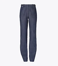 Ankle-Zip Cotton Jeans