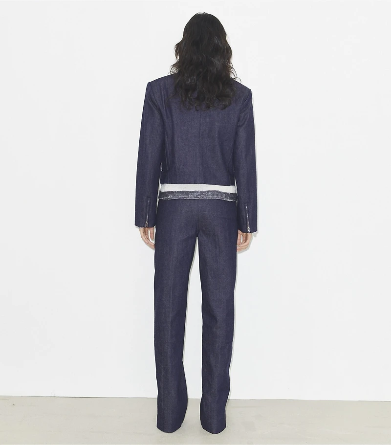 Ankle-Zip Cotton Jeans