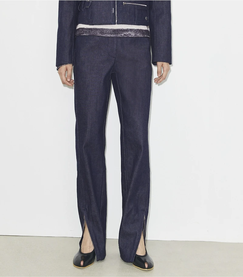 Ankle-Zip Cotton Jeans