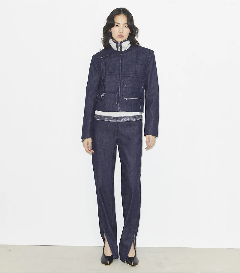 Ankle-Zip Cotton Jeans