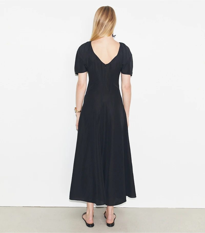Balloon Sleeve Linen Dress