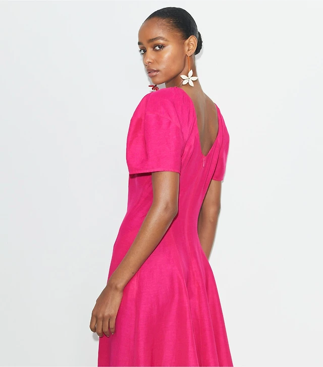 reformation marella puff sleeve linen dress Nordstrom Reformation Marella Puff Sleeve Linen Dress Cherry at Nordstrom,