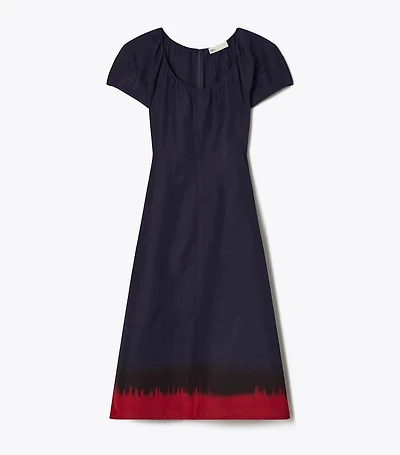 Balloon Sleeve Viscose Dress