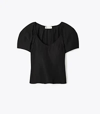 Balloon Sleeve Viscose Top