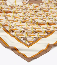 Basket-Weave Logo Oversized Square Scarf