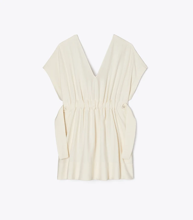 tory burch pleated linen dress V-Neck Linen Dress: Women's Designer Dresses