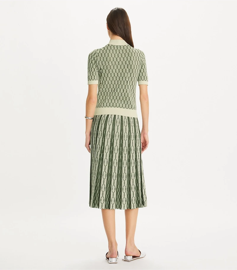 Box Pleated Jacquard Skirt