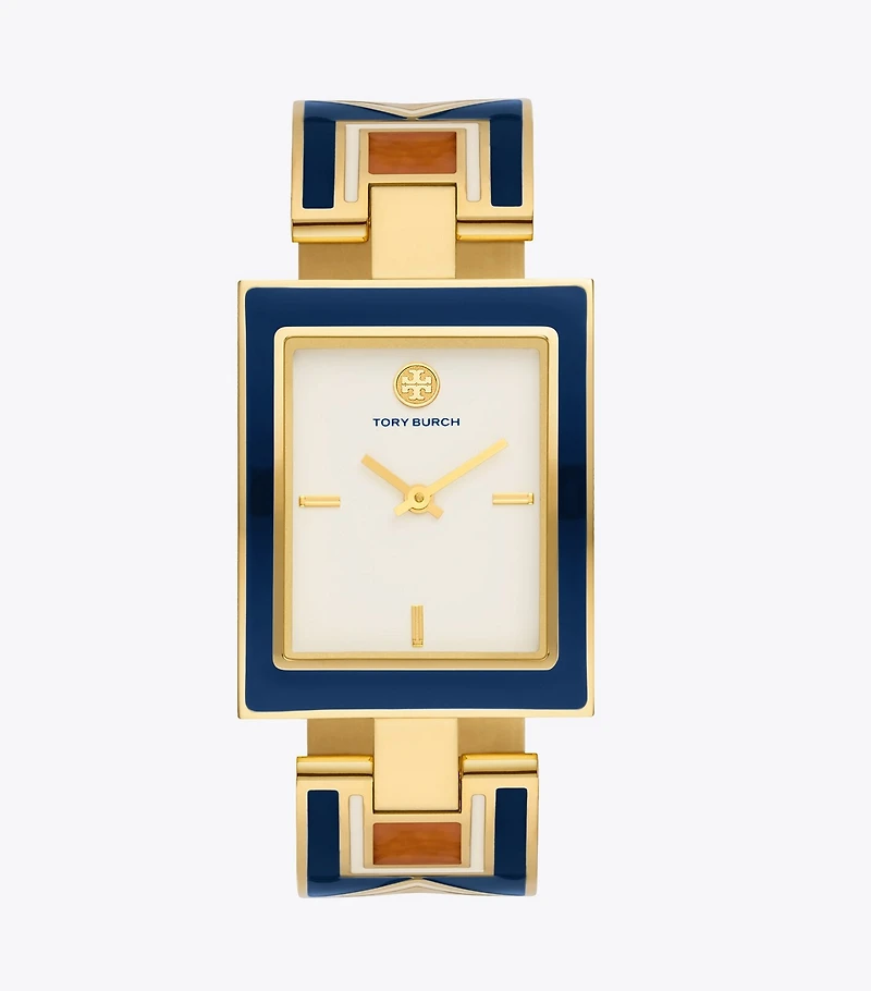Buddy Bangle Watch, Navy/Gold-Tone Stainless Steel, 25 x 32MM