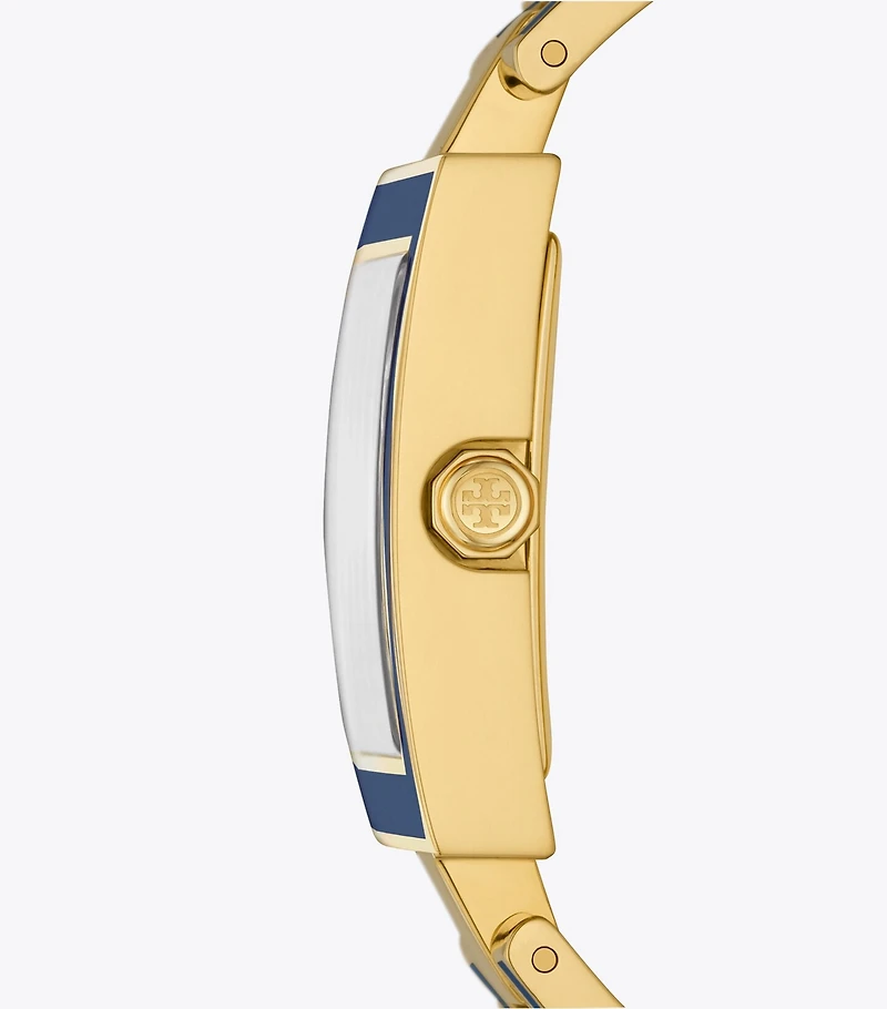 Buddy Bangle Watch, Navy/Gold-Tone Stainless Steel, 25 x 32MM 