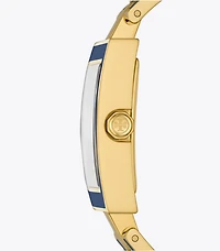 Buddy Bangle Watch, Navy/Gold-Tone Stainless Steel, 25 x 32MM 