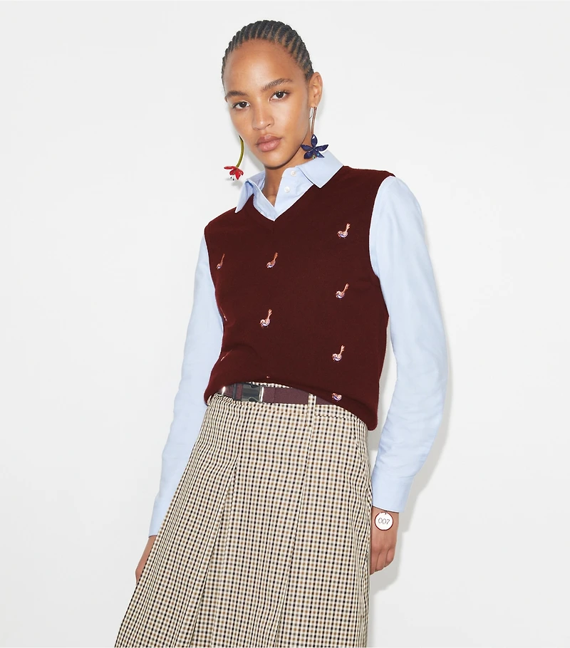 Cashmere Birdie Sweater Vest