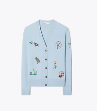 Cashmere Embroidered Golf Cardigan