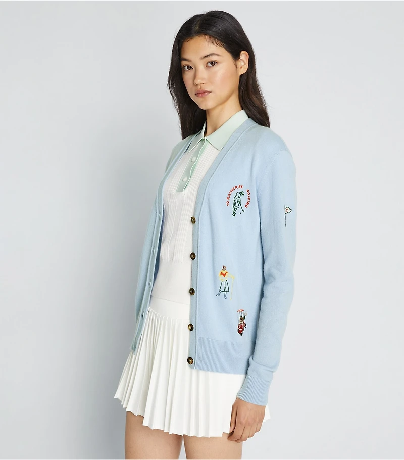 Cashmere Embroidered Golf Cardigan