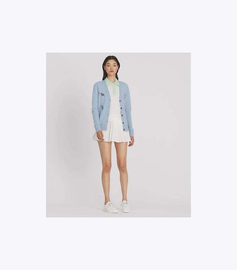 Cashmere Embroidered Golf Cardigan