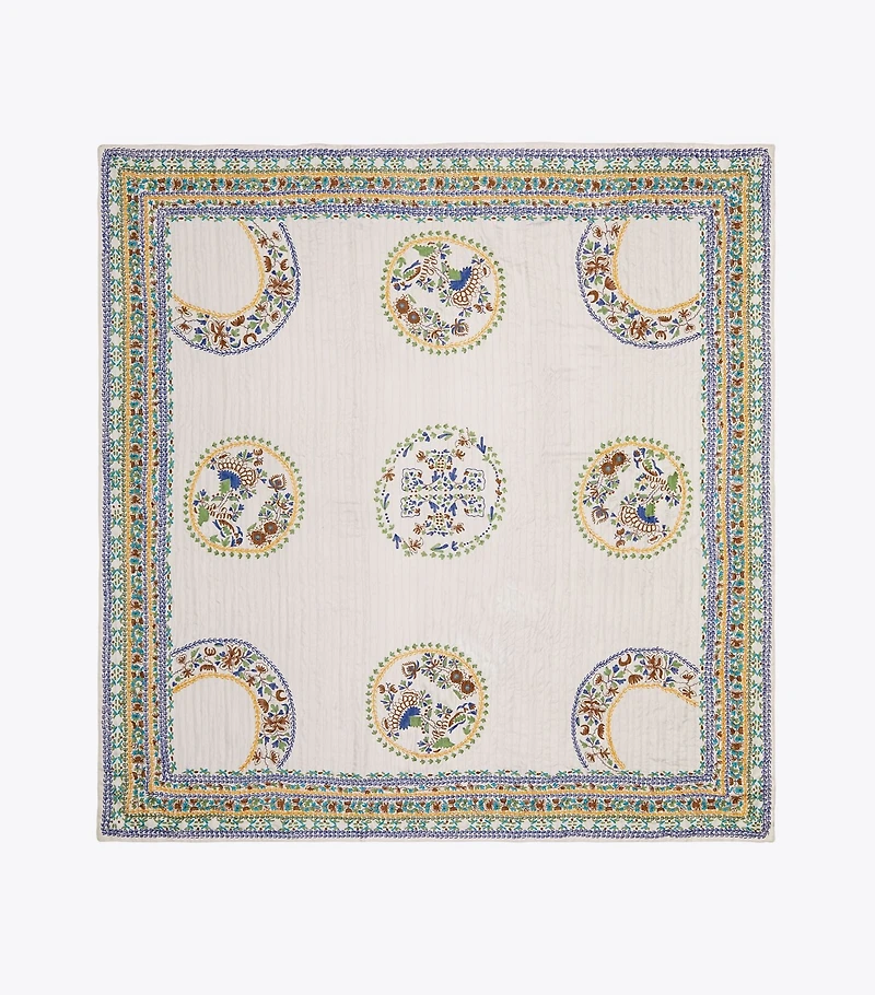 Ceramic Plate Embroidered Oversized Square Scarf