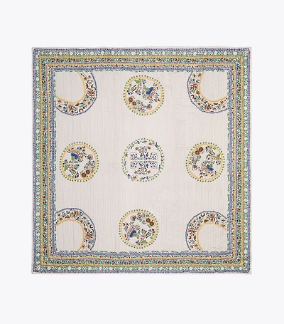 Ceramic Plate Embroidered Oversized Square Scarf