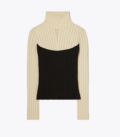 Colorblock Turtleneck Sweater